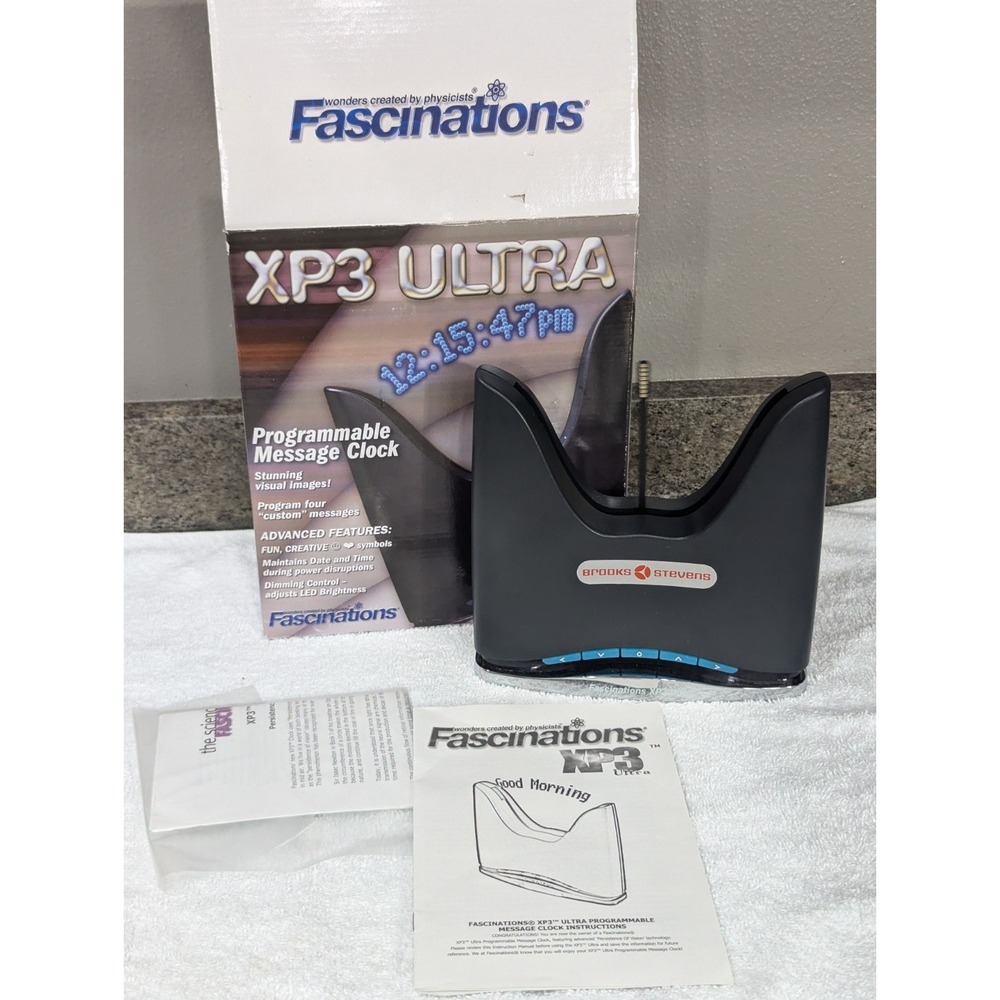 Vintage Fascinations XP3 Programmable Floating Message Clock Calendar w/ Box EUC